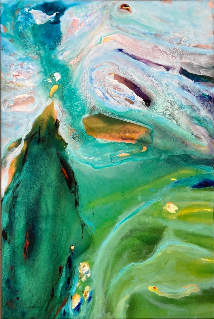 Aqua-Realismen 12, 2024, Acryl und Tusche auf Fotoleinwand, 50×75 cm